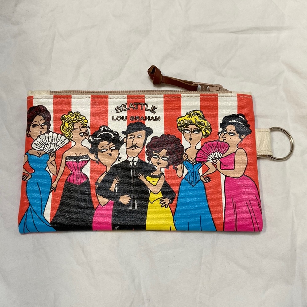 Women’s Seattle Lou Graham colorful makeup/clutch cotton case/bag. One size.